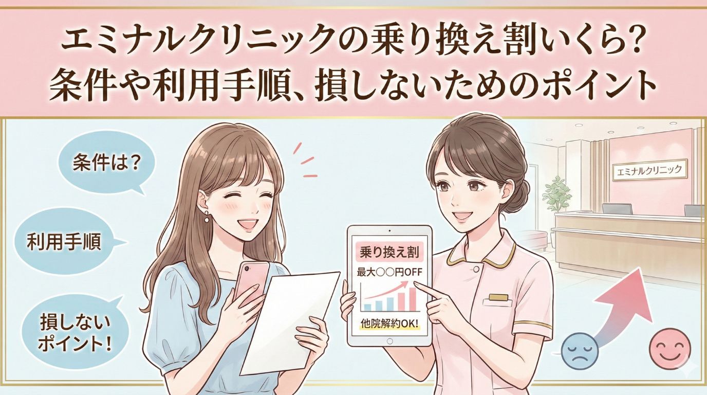 エミナルクリニックの乗り換え割いくら？条件や利用手順、損しないためのポイントを紹介